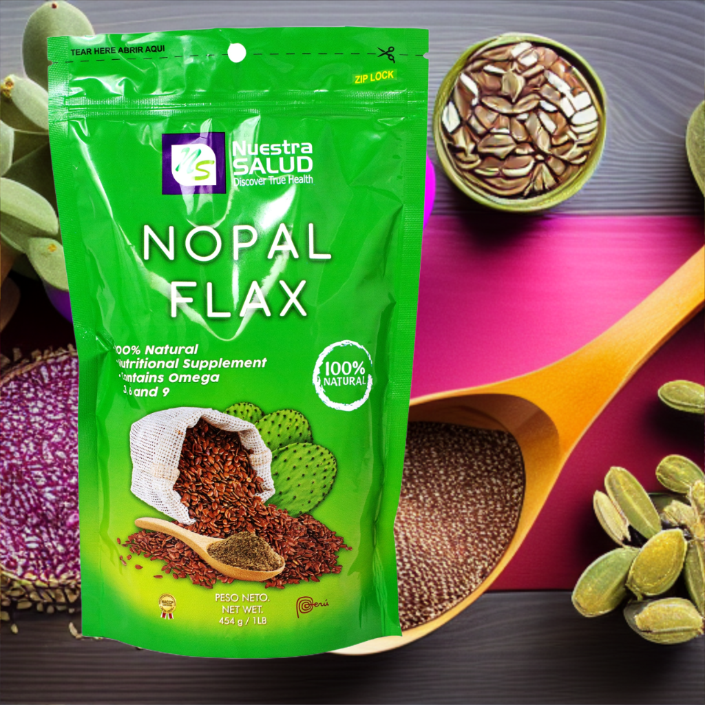 Nopal Flax Plus Original Linaza (6 units) Flaxseed Fiber for Gentle Colon Cleansing and Digestive Health. Nuestra Salud