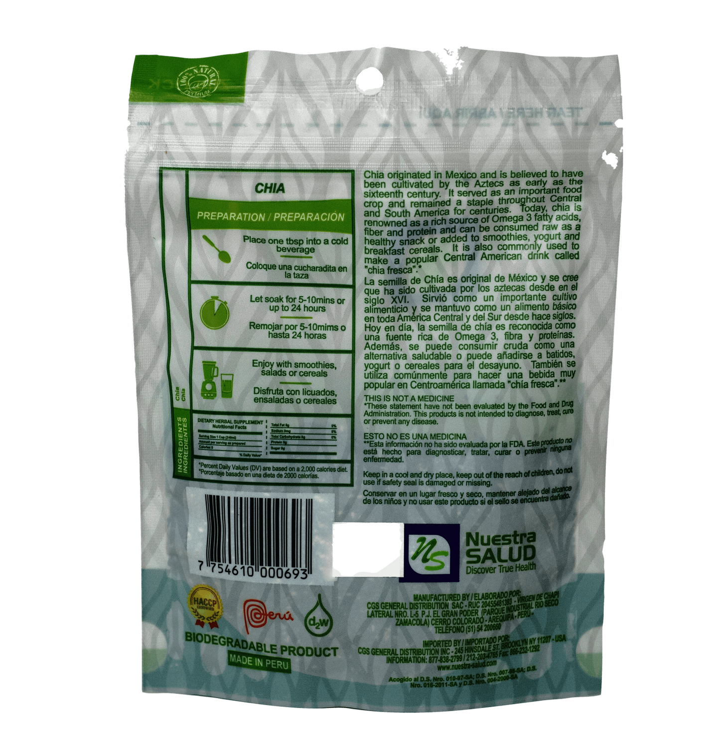Chia seed Herbal Infusion Value Pack (300g) by Nuestra Salud sold by NS Herbs Co.