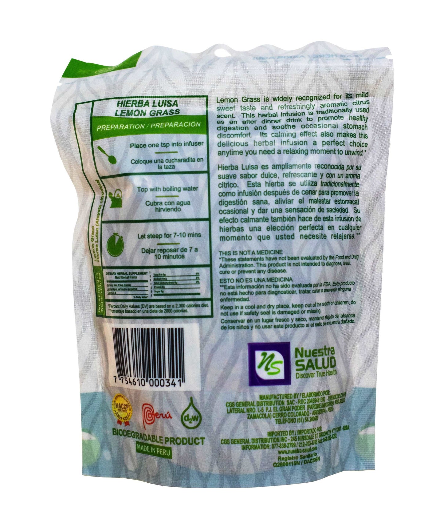 Luisa Lemongrass Loose Herbal Infusion Tea Value Pack (120g) by Nuestra Salud sold by NS Herbs Co.