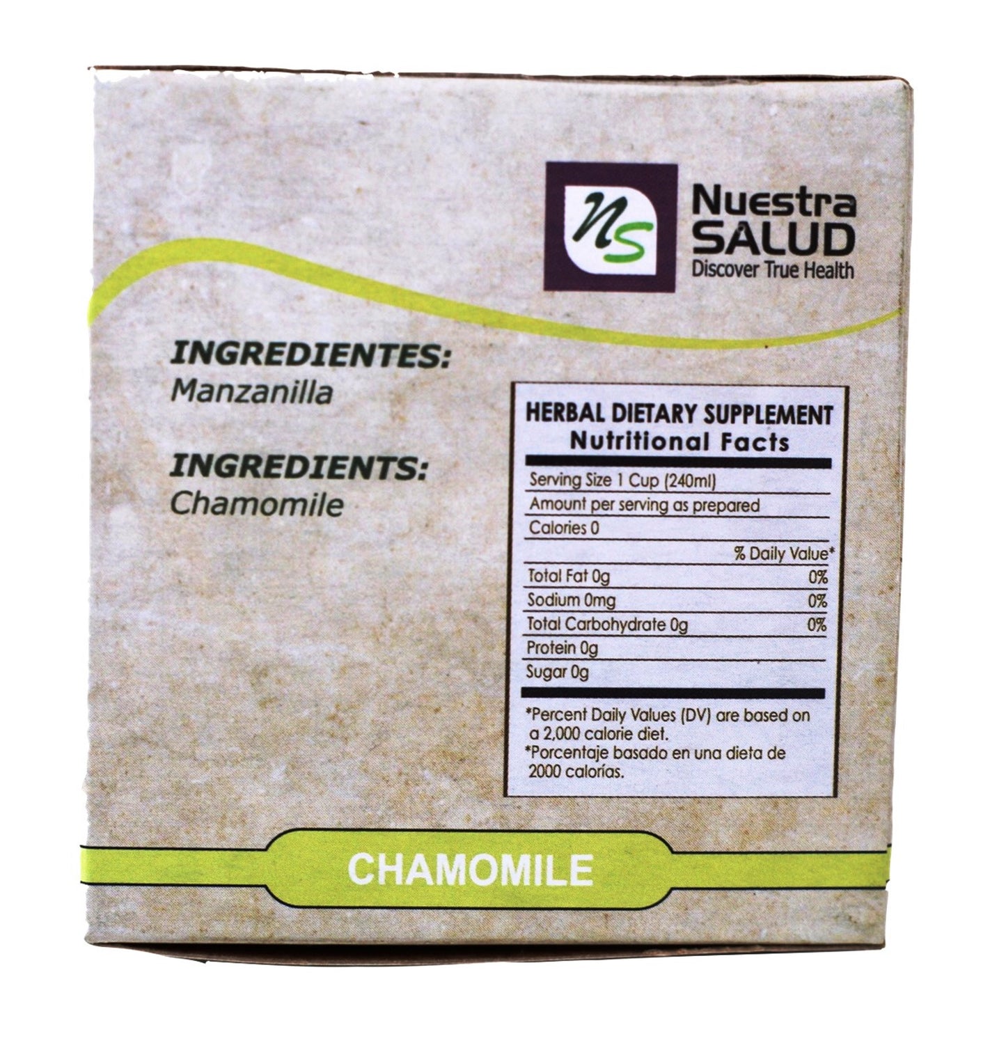 Chamomile Tea Manzanilla Herbal Tea (60 tea bags) Nuestra Salud