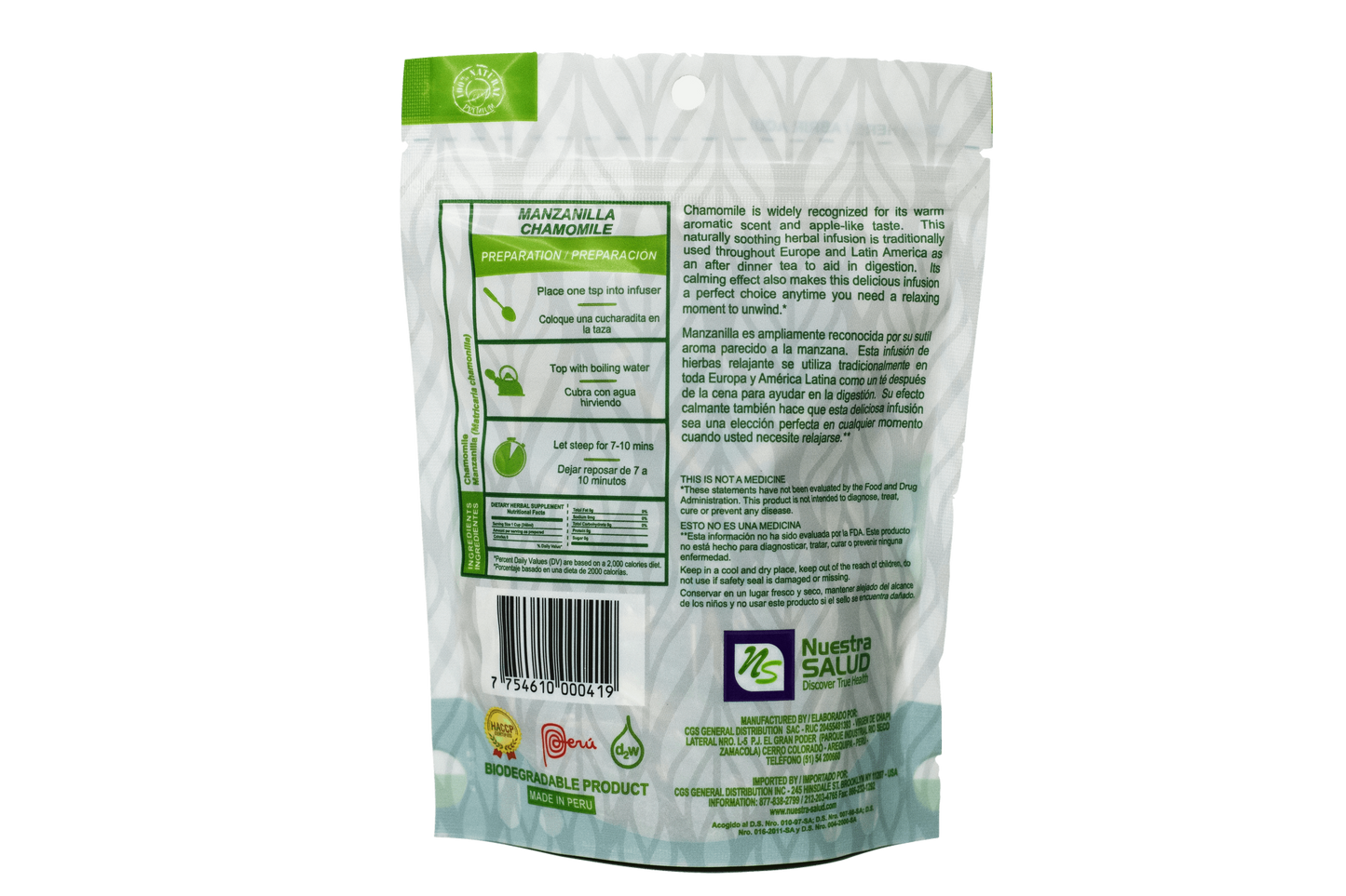 Manzanilla Chamomile Loose Herbal Infusion Tea Value Pack(120g) by Nuestra Salud sold by NS Herbs Co.