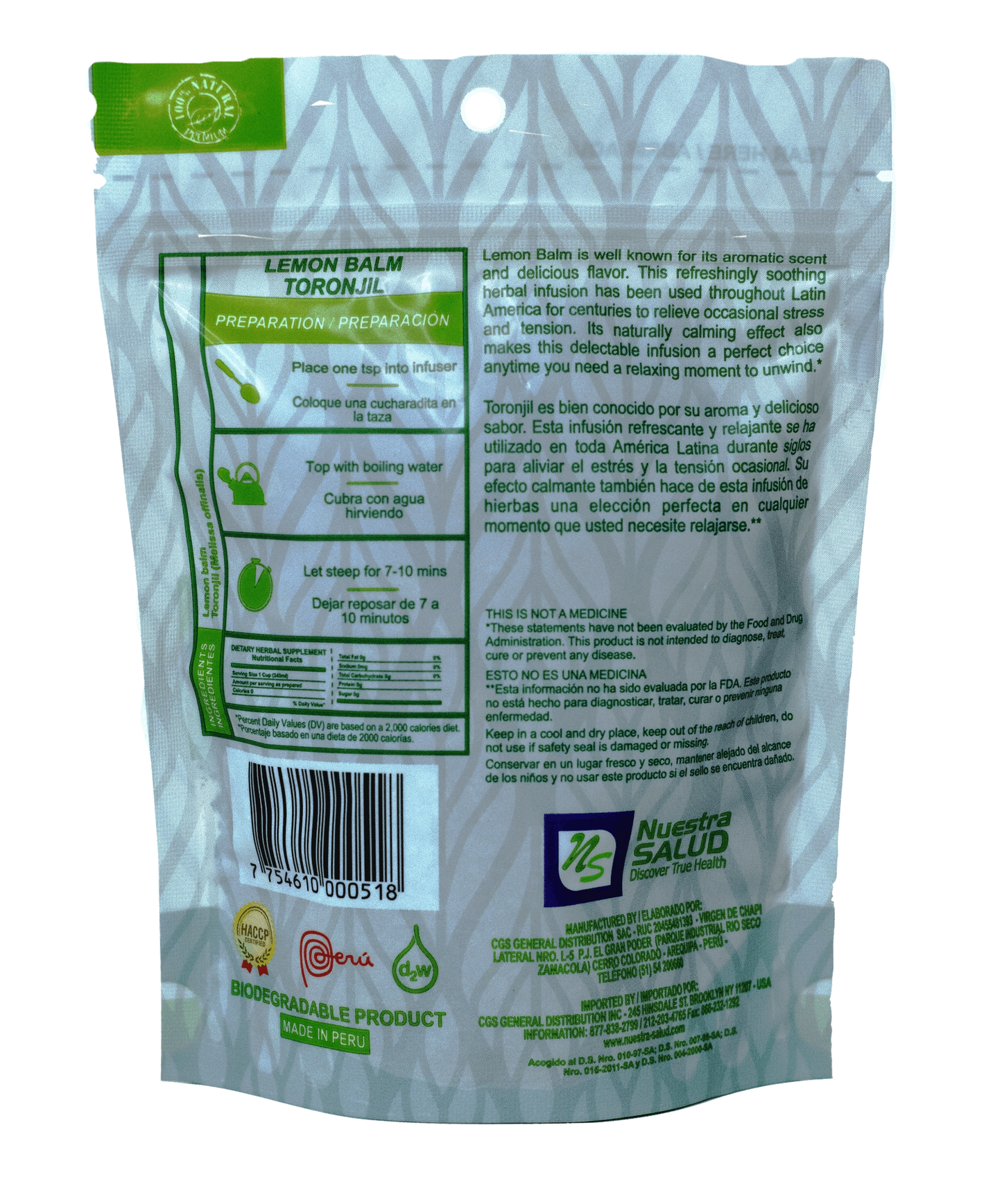 Toronjil Lemon Balm Loose Herbal Infusion Tea Value Pack (90g) by Nuestra Salud sold by NS Herbs Co.
