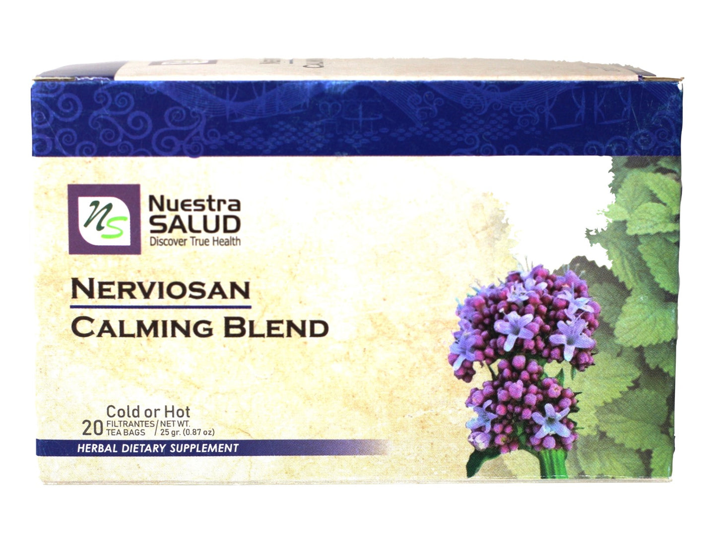 Calming Tea Blend Nerviosan Herbal Tea (60 tea bags) Valerian Root Lemon Balm Nuestra Salud