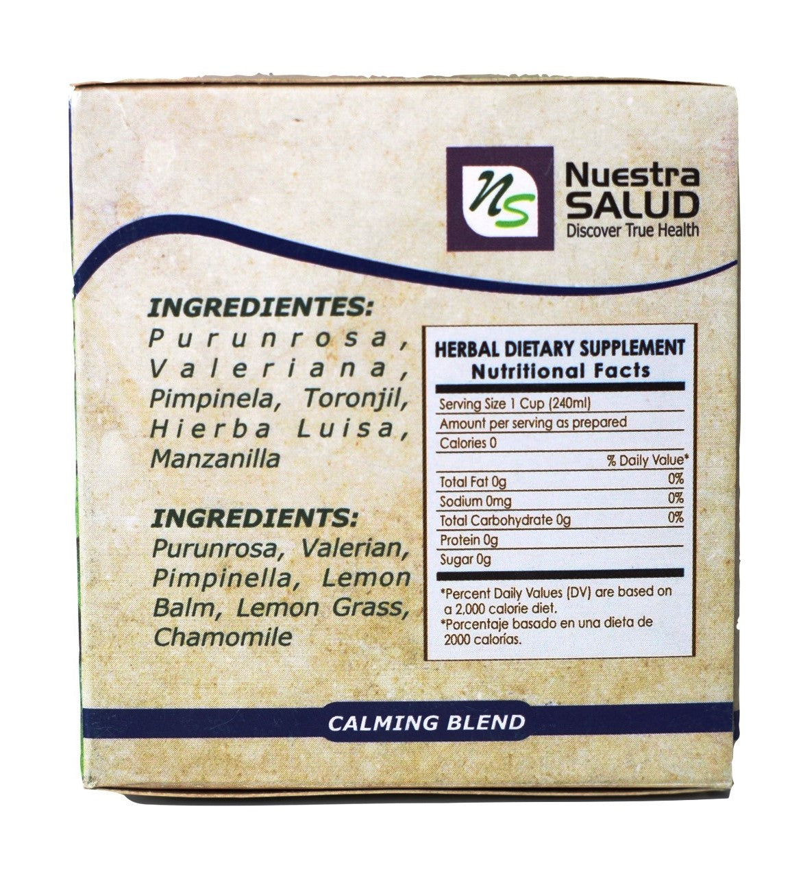 Calming Tea Blend Nerviosan Herbal Tea (60 tea bags) Valerian Root Lemon Balm Nuestra Salud