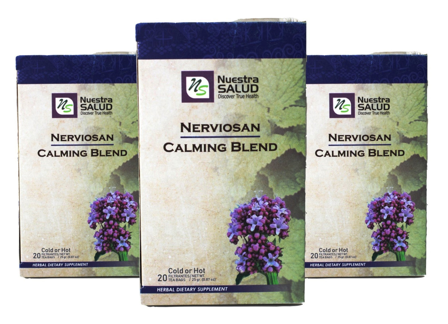 Calming Tea Blend Nerviosan Herbal Tea (60 tea bags) Valerian Root Lemon Balm Nuestra Salud