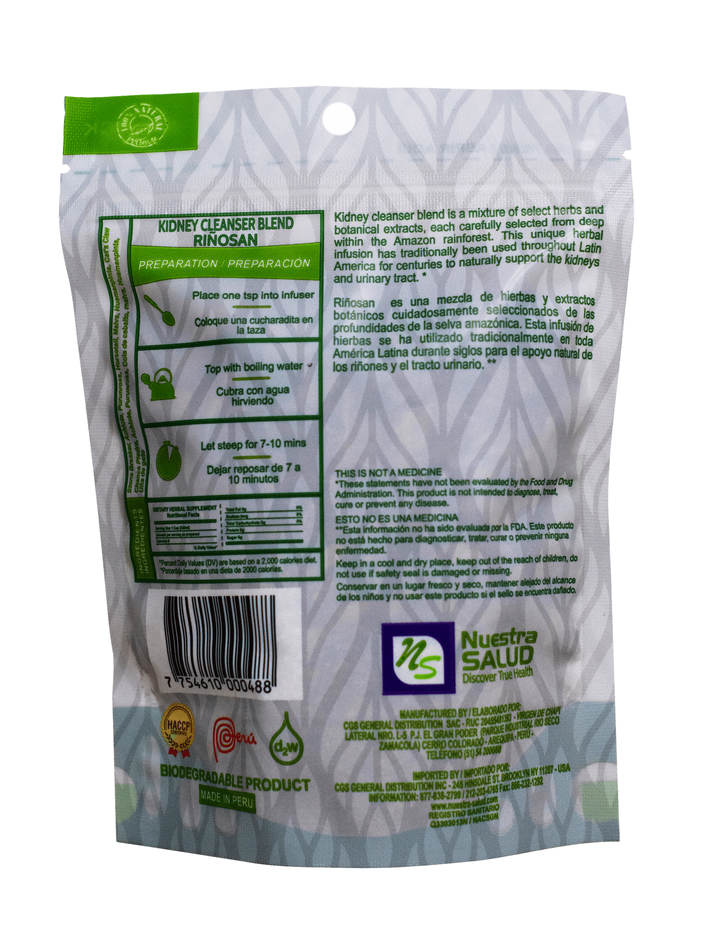 Riñosan Kidney Cleanser Loose Blend Herbal Infusion Tea Value Pack (120g) by Nuestra Salud sold by NS Herbs Co.