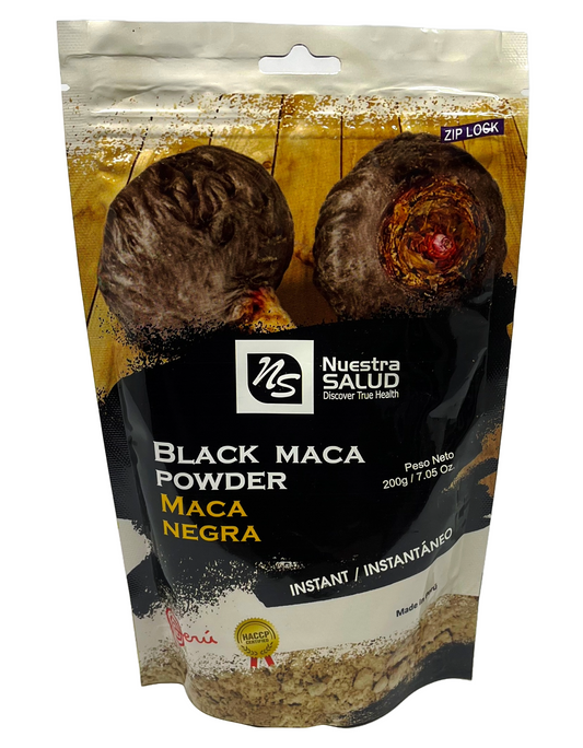Black Maca Root Powder (200g/7.05oz) Gelatinized Peruvian Black Maca Root powder Nuestra Salud