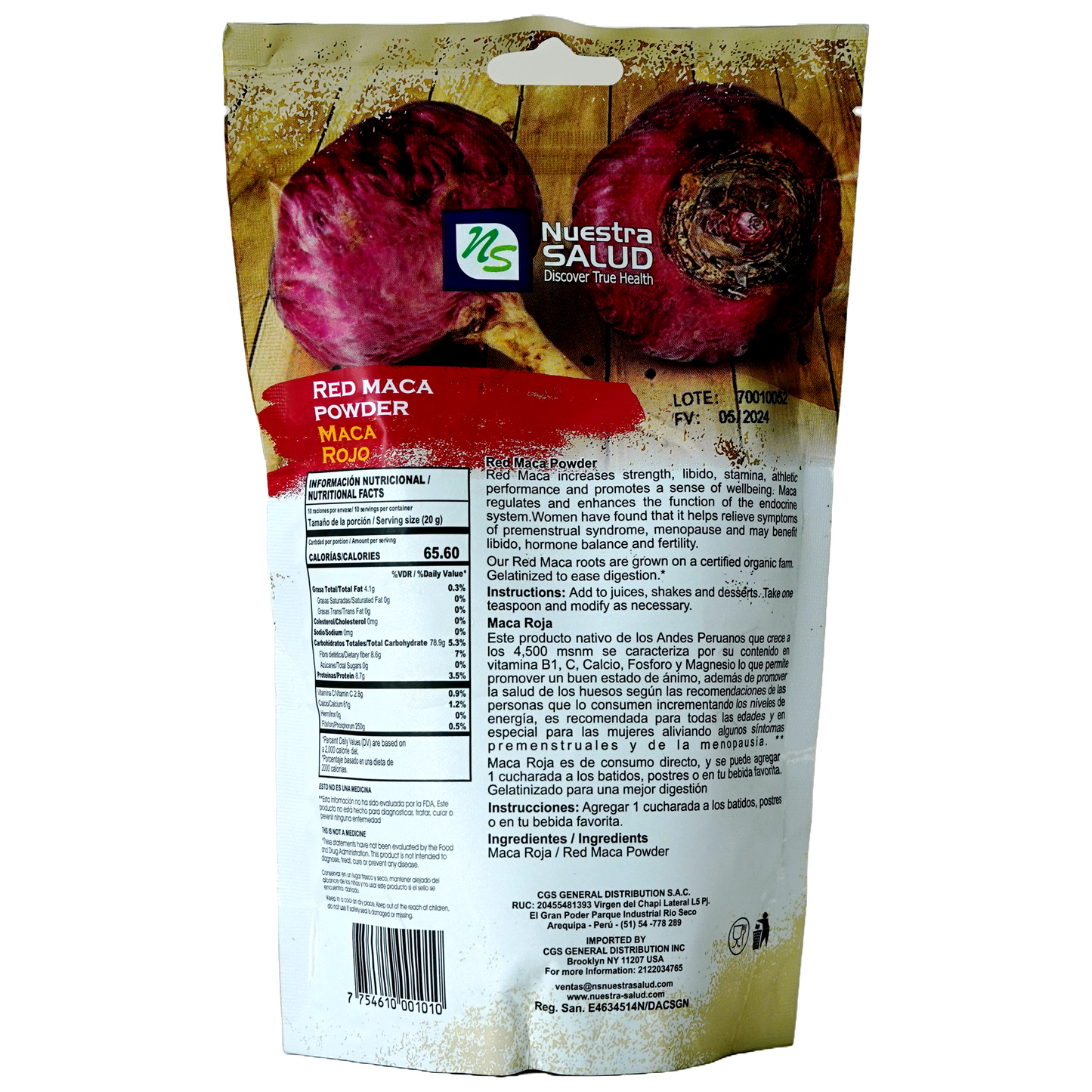 Red Maca Powder Unleash the Power of Peruvian Maca Roja (200g) Gelatinized Maca Nuestra Salud