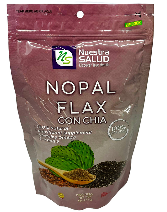 Nopal Flax Blend Plus Chia seeds Flaxseed (454g) Colon Cleanser Nuestra Salud