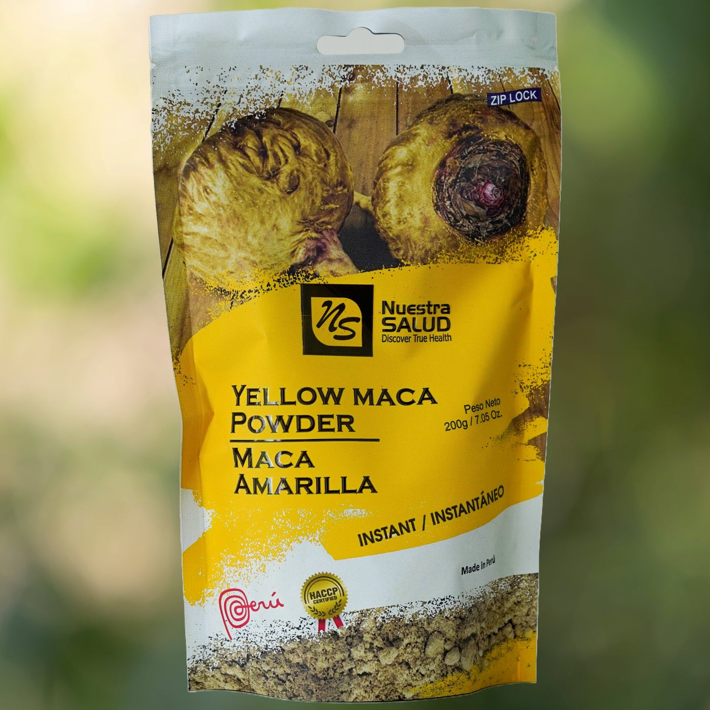 Maca Powder Unleash the Power of Peruvian Maca Amarilla (200g) Gelatinized Maca Root powder is still 100% pure maca root Nuestra Salud