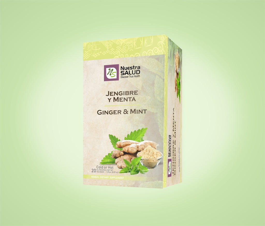 Jengibre & Menta Té Ginger & Mint Filter Tea Box (20 Tea bags) by Nuestra Salud sold by NS Herbs Co.
