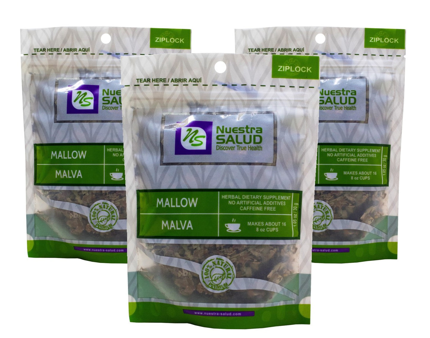 Malva Mallow Loose Herbal Infusion Tea Value Pack (90g) by Nuestra Salud sold by NS Herbs Co.
