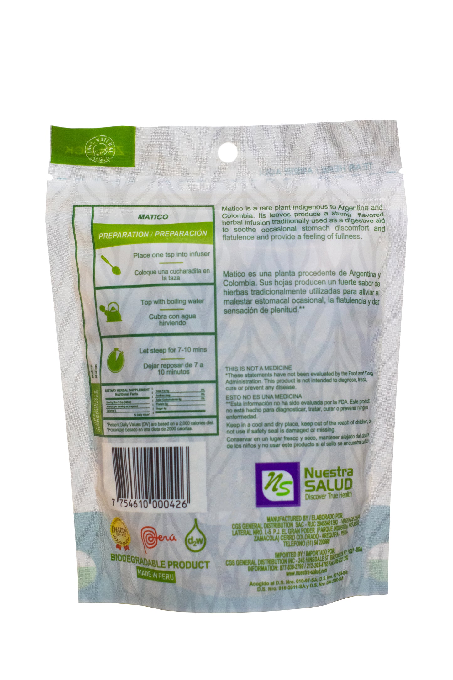 Matico Loose Herbal Tea (30g) by Nuestra Salud sold by NS Herbs Co.