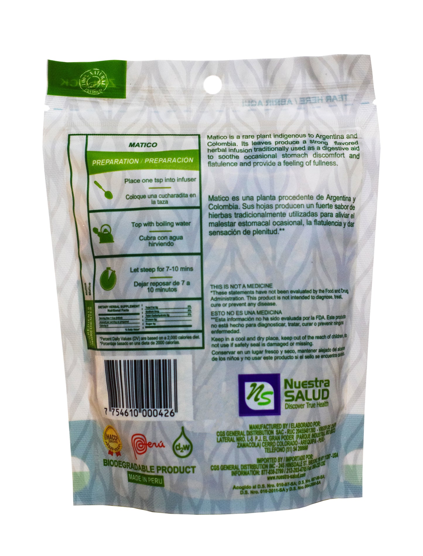 Matico Loose Herbal Infusion Tea Value Pack (90 grams) by Nuestra Salud sold by NS Herbs Co.