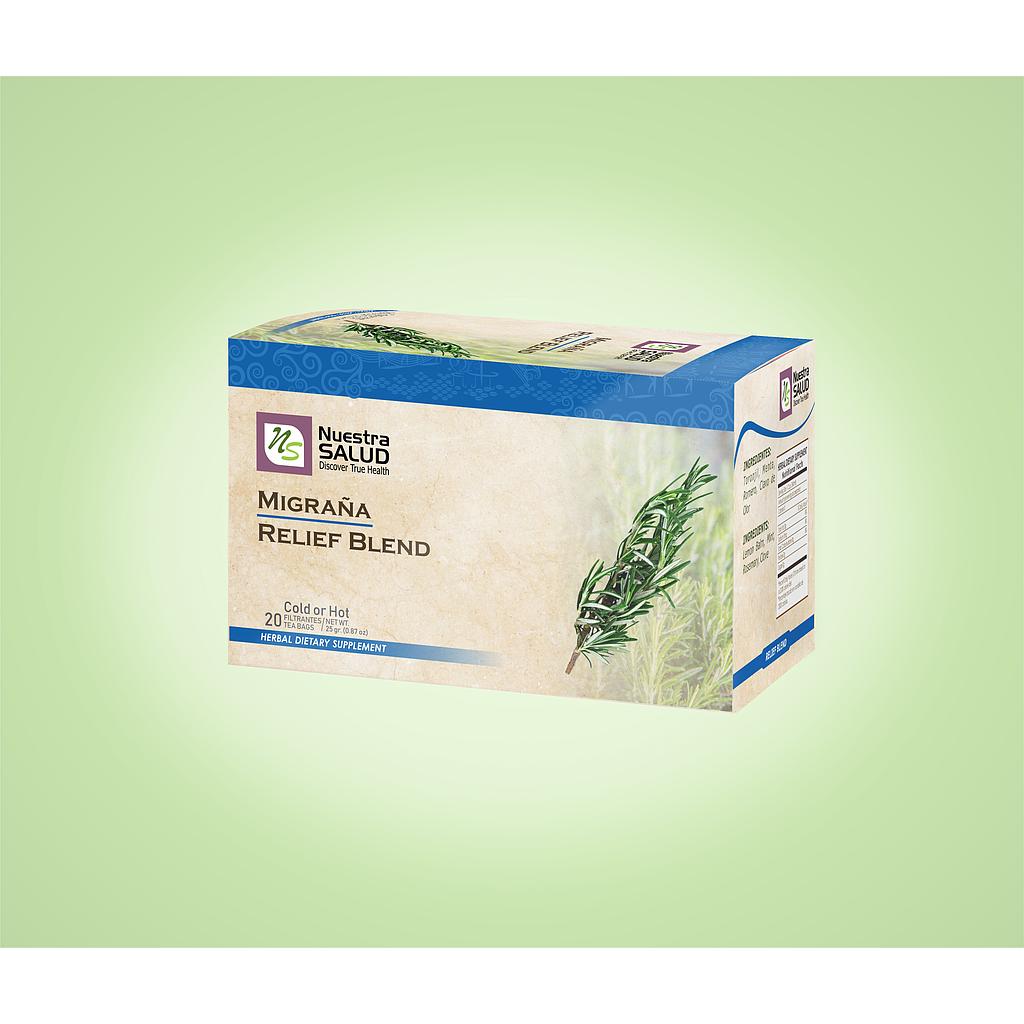 Migrañaté Relief Blend Filter Tea Box (20 Tea bags) by Nuestra Salud sold by NS Herbs Co.