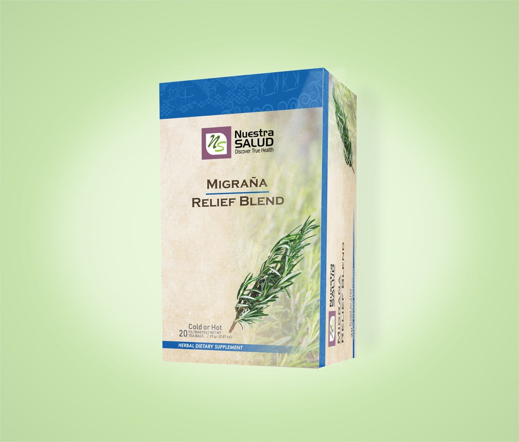 Migrañaté Relief Blend Filter Tea Box (20 Tea bags) by Nuestra Salud sold by NS Herbs Co.