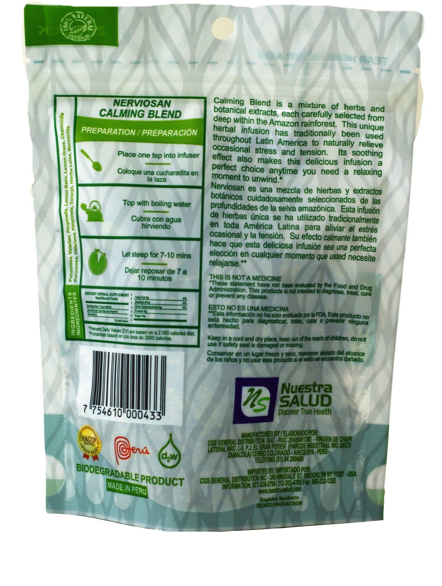 Calming Loose Blend Herbal Infusion Value Pack (120g) by Nuestra Salud sold by NS Herbs Co.