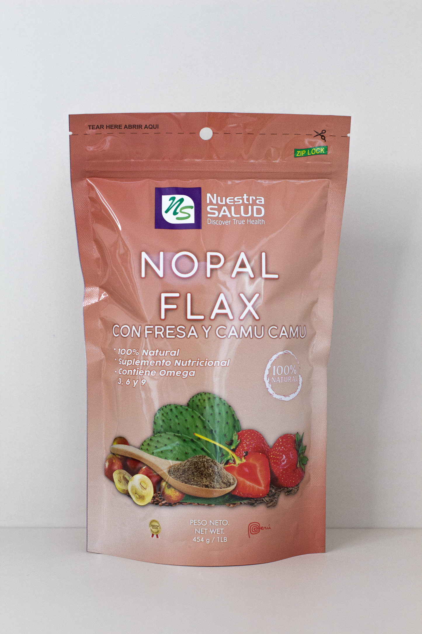 Nopal Flax Linaza Plus Strawberry & Camu Camu Flax seed Fiber (454) 1LB by Nuestra Salud sold by NS Herbs Co.
