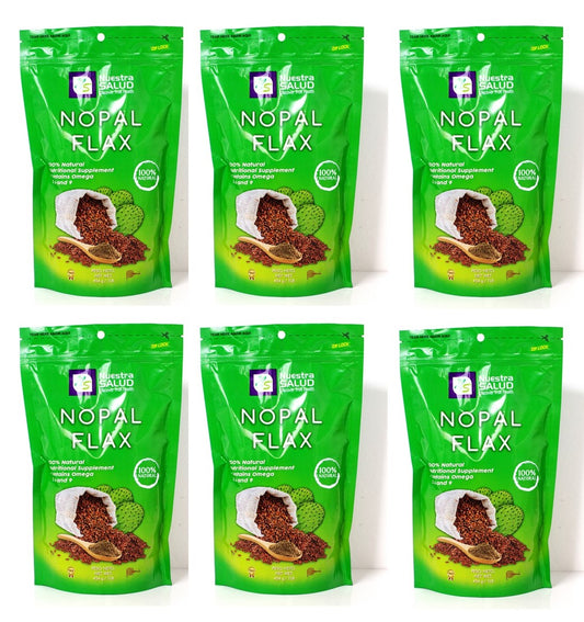 Nopal Flax Plus  Original Linaza  (6 units) Flaxseed Fiber for Gentle Colon Cleansing and Digestive Health. Nuestra Salud