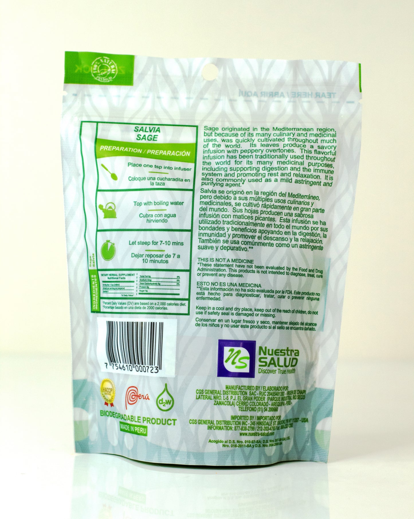 Salvia Sage Loose Herbal Tea (25g) by Nuestra Salud sold by NS Herbs Co.