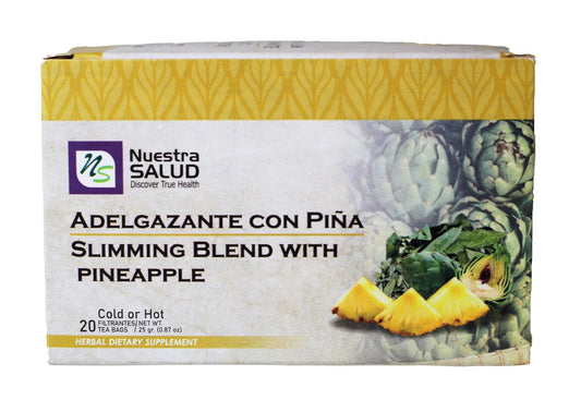 Slim Tea Pineapple Blend Adelgazante Herbal Tea (20 Tea Bags) Detox Tea Nuestra Salud