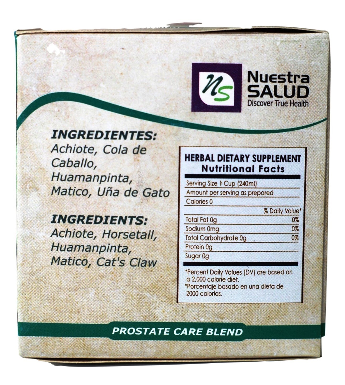 Prostate Tea Care Blend Prostasan Herbal Tea (60 tea bags) Nuestra Salud
