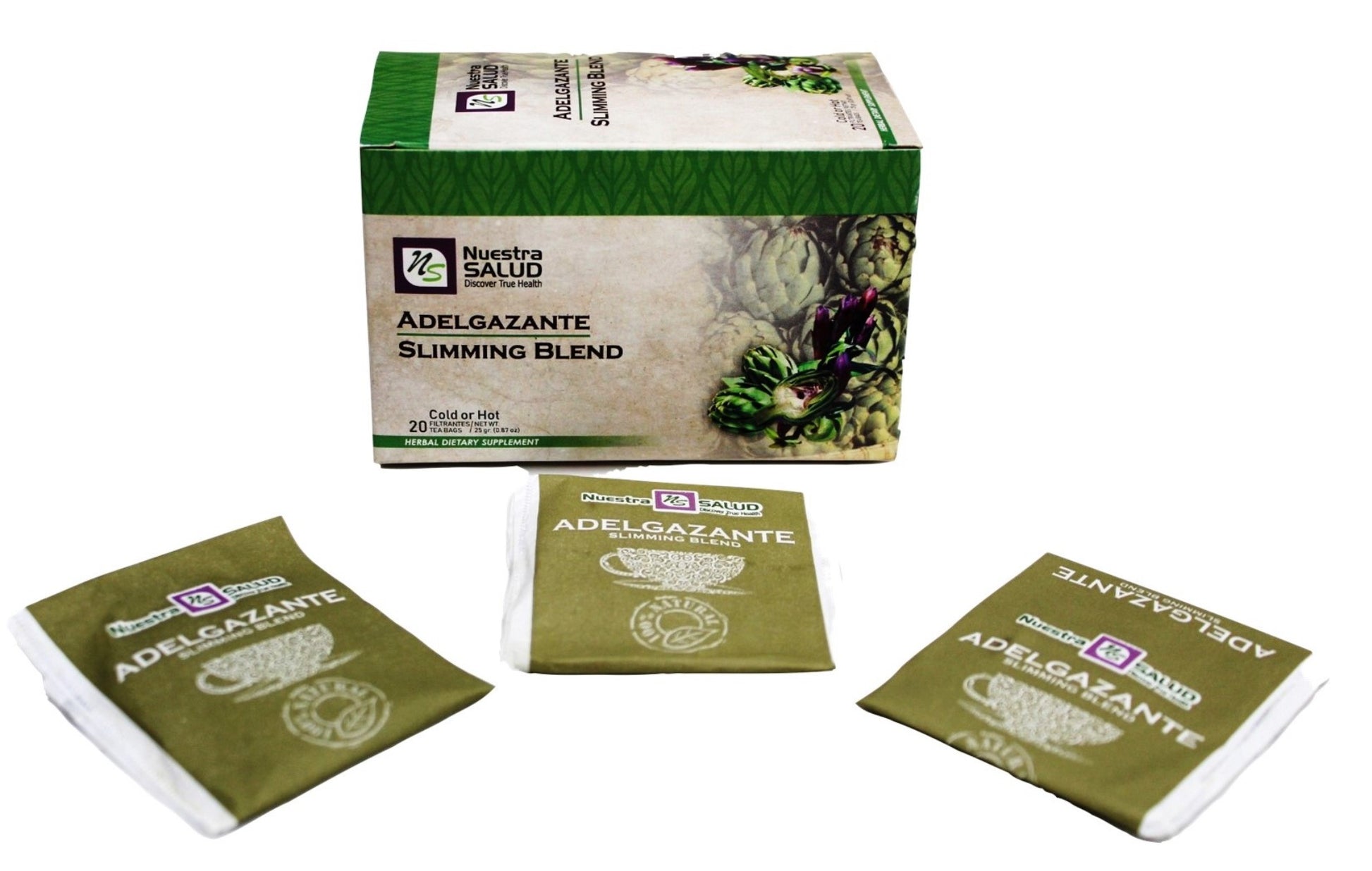 Slim Tea Blend Herbal Tea  (60 Tea Bags) Bitter Flavor Nuestra Salud