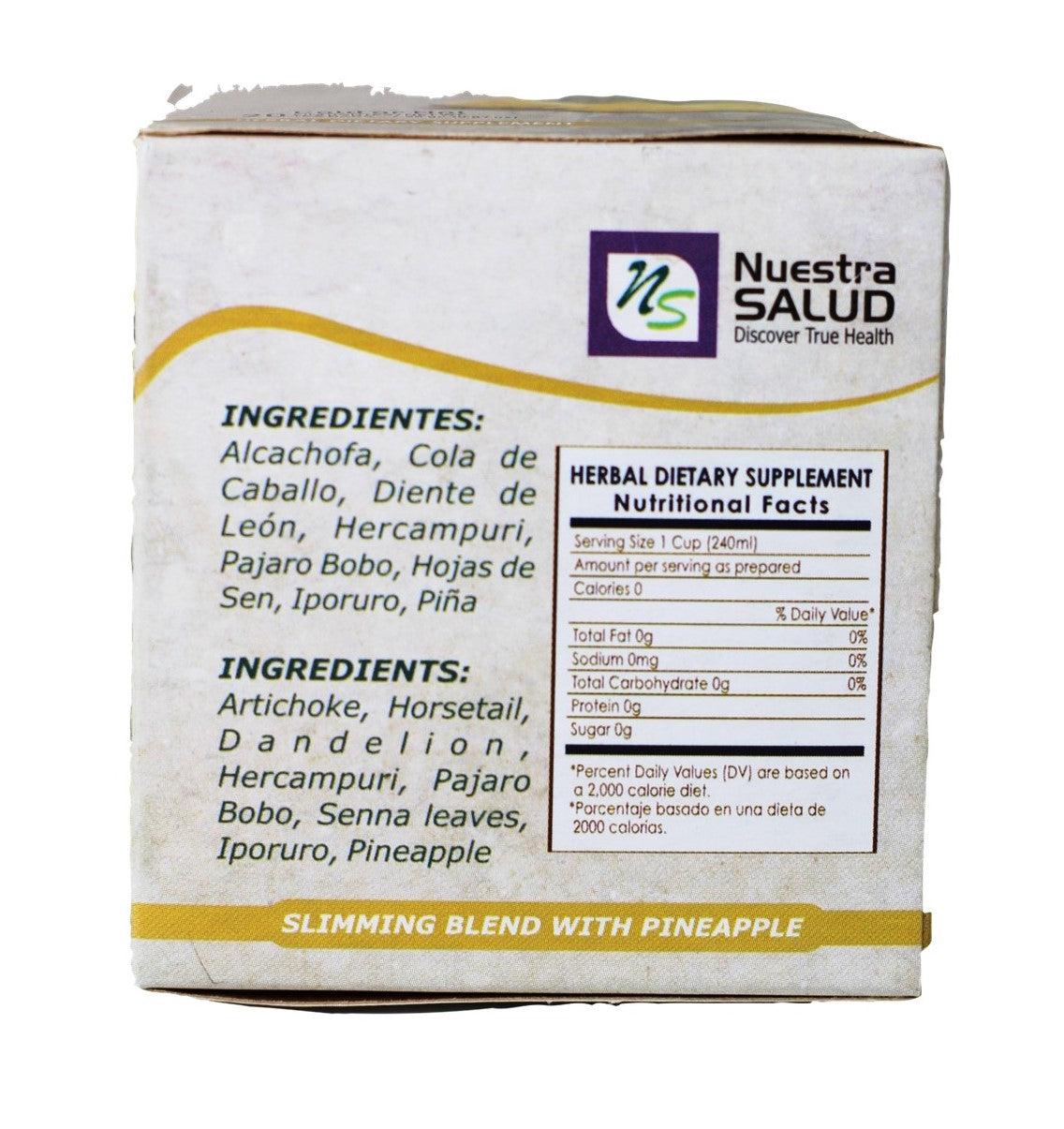Slim Tea Blend Pineapple Herbal Tea (60 Tea Bags) Detox Te & Wellness Nuestra Salud