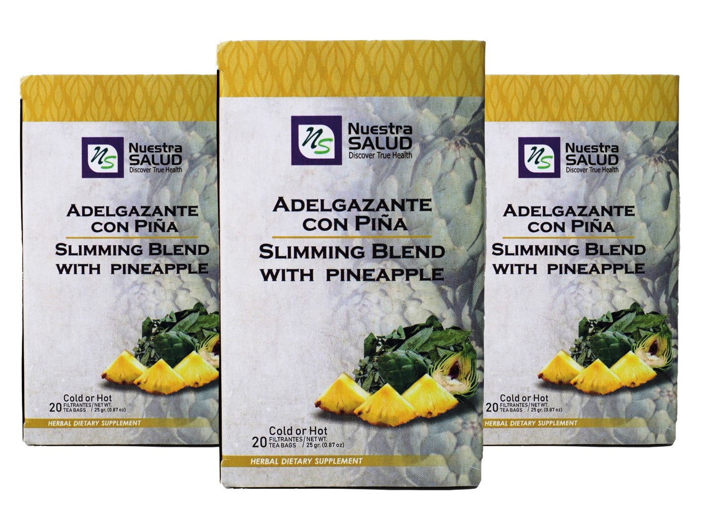 Slim Tea Blend Pineapple Herbal Tea (60 Tea Bags) Detox Te & Wellness Nuestra Salud