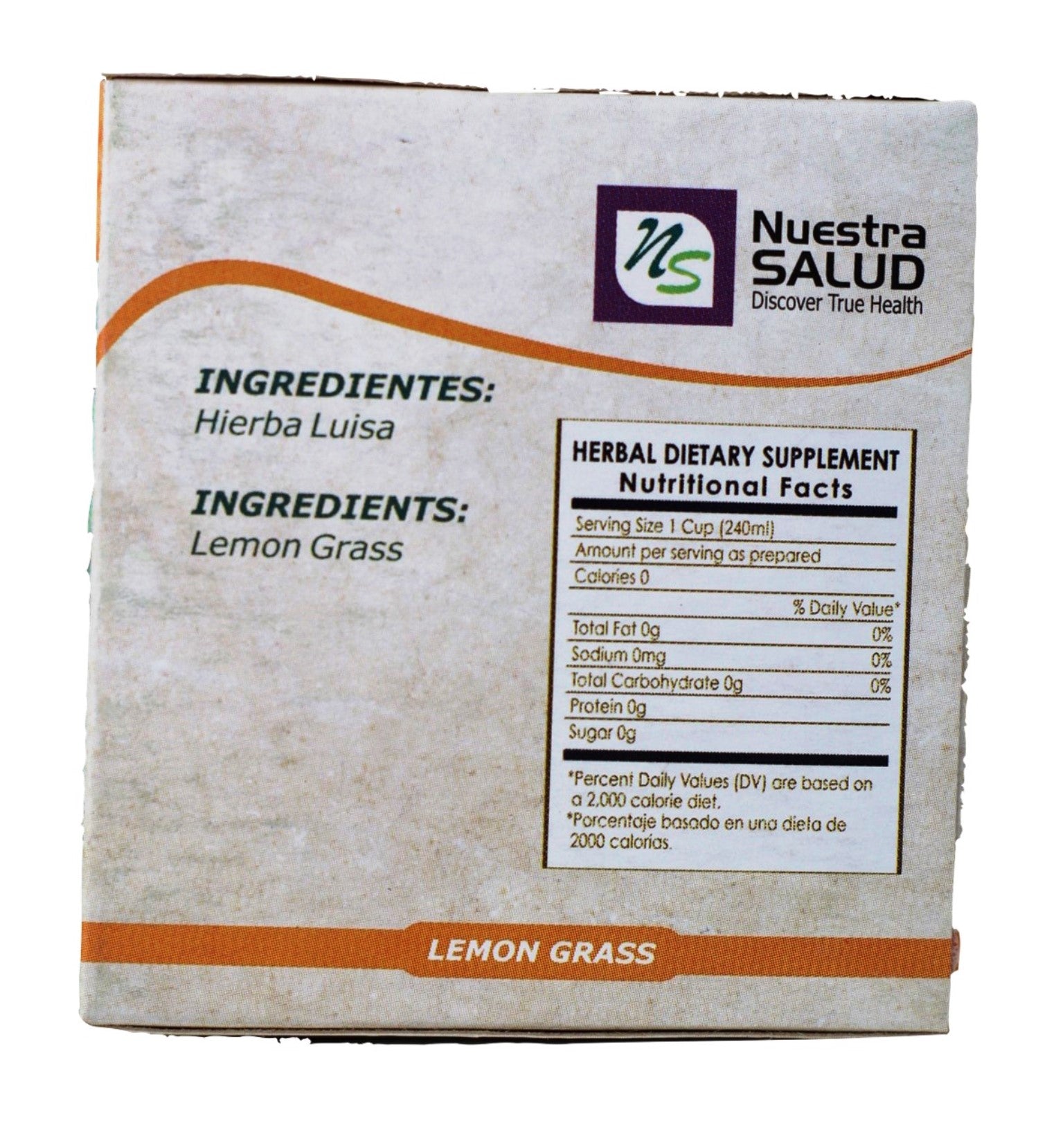 Lemongrass Tea  Hierba Luisa Herbal Tea (20 Tea bags) Nuestra Salud